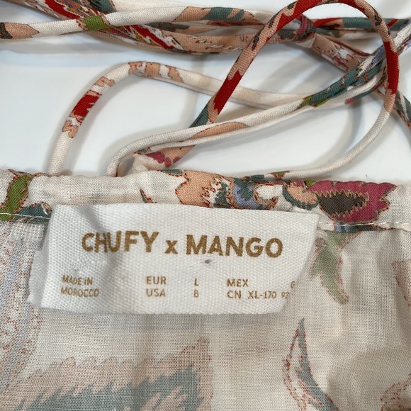 MANGO X CHUFY Dress Size L 8 Floral Cotton Boho Dress - Picture 4 of 10